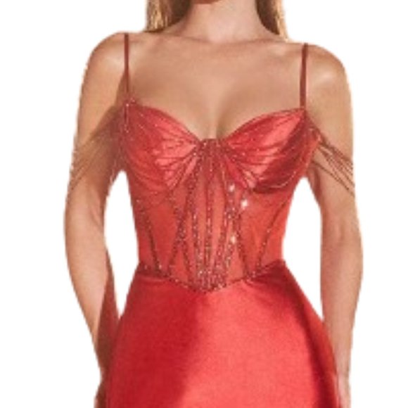 Ladivine CD820 Evening Dress Red size 4 - Picture 3 of 6